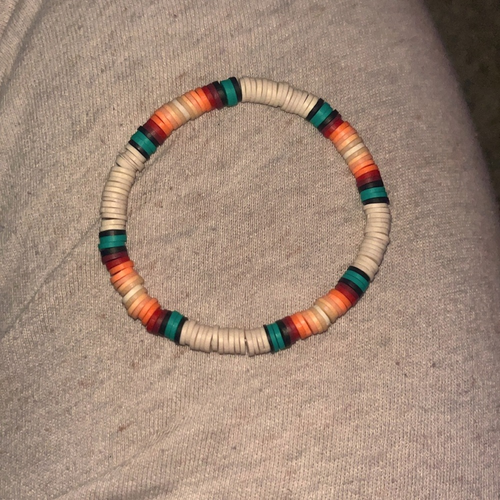 Boho indie sunset clay disk braclet